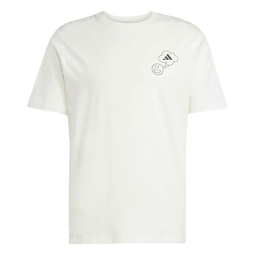 adidas Mężczyźni LOUNGE VERBIAGE CIRCLE GRAPHIC T-SHIRT, off white, S