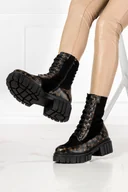 Botki damskie - Czarne trzewiki workery sznurowane polska skóra Casu 08157 - miniaturka - grafika 1