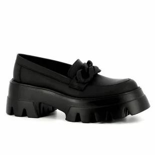Czarne mokasyny na platformie CARINII - Carinii - Mokasyny damskie - miniaturka - grafika 1