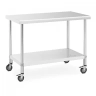 Meble gastronomiczne - Stół ze stali nierdzewnej na kółkach - 60 x 120 cm - 158 kg ROYAL CATERING 10012804 RCAT-120/60-W - miniaturka - grafika 1