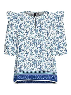 VERO MODA Women's VMMILAN 2/4 WVN Top, Dazzling Blue/AOP: Mira, XS, Dazzling Blue/Aop:mira, XS - Koszulki i topy damskie - miniaturka - grafika 1