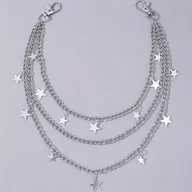 Paski - TEMU Srebrna, trójwarstwowa łańcuszka do spodni z pięciokątną gwiazdą dla kobiet. - miniaturka - grafika 1