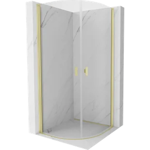 Mexen Mist kabina prysznicowa półokrągła uchylna 90 x 90 cm, transparent, złota szczotkowana - 8A31-090-090-55-00 - Kabiny prysznicowe - miniaturka - grafika 1