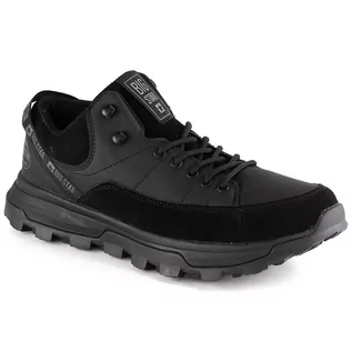 Buty sportowe męskie - Skórzane buty męskie trekkingowe za kostkę czarne Big Star KK174244 - grafika 1