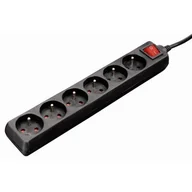 Przedłużacze i rozgałęźniki - Hama P2223746 Standard - 6 gniazd - 1,5m - czarny - miniaturka - grafika 1