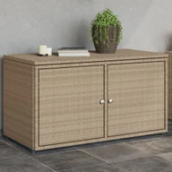 Pozostałe meble ogrodowe - Szafa ogrodowa vidaXL Szafka ogrodowa, beżowa, 110x55x60,5 cm, polirattan - miniaturka - grafika 1