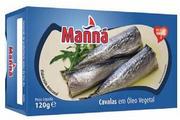 Ryby świeże i mrożone - Mini makrele portugalskie cavalinhas w oleju 120g Manná - miniaturka - grafika 1