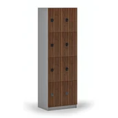 Szafki biurowe - Drewniana szafka skrytkowa, 8 schowków, zamek kodowy, szary/orzech - miniaturka - grafika 1