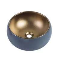 Umywalki - Uptrend Celia umywalka 41x41 cm nablatowa okrągła oceaniczno/złoty mat TR-T364 - miniaturka - grafika 1