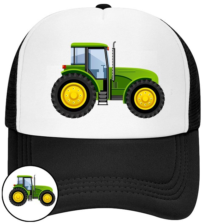 CZAPKA Z DASZKIEM TRAKTOR TRAKTORY DLA DZIECI CZARNA BEJSBOLÓWKA