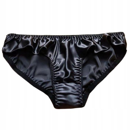 Figi Jedwabne Czarne XXL w Motywie Litery T 100% Jedwab Mulberry 19 Momme