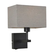 Lampy ścienne - Italux Klasyczna LAMPA ścienna NORTE WL-1122-1-A-BM-RC-GR prostokątna OPRAWA abażurowy kinkiet czarny szary WL-1122-1-A-BM-RC-GR - miniaturka - grafika 1