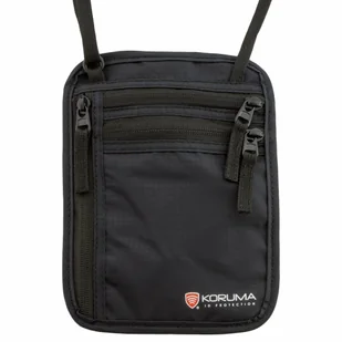 Koruma, Paszportówka na szyję RFID, czarna, 15,5x20 cm - Etui na dokumenty i karty - miniaturka - grafika 1