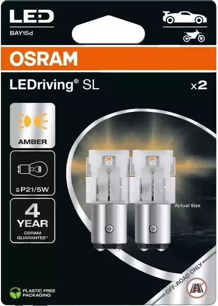 OSRAM ŻARÓWKA LEDRIVING SL P21/5W BURSZTYNOWA LED BRAK ECE 2SZT. BLISTER EKO