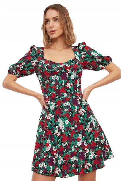 SHEIN SUKIENKA MINI Z KRÓTKIM RĘKAWEM W KWIATOWY PRINT 36 5_A