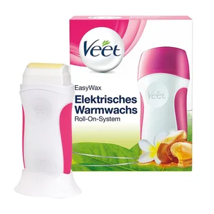 Veet EasyWax elektryczne urządzenie do podgrzewania wosku z systemem Roll-On gładka skóra do 28 dni 1 x urządzenie z wkładem woskowym, paskami z włókniny i chusteczkami do pielęgnacji - Depilacja - miniaturka - grafika 1
