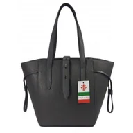 Torebki damskie - Pakowna włoska torebka skórzana na ramię mieści A4 ,Vera Pelle , Szara BKL25G - miniaturka - grafika 1