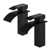 Baterie umywalkowe - 2x Baterie łazienkowe Jednouchwytowa bateria umywalkowa Cascade Czarna bateria łazienkowa ze stali nierdzewnej Nowoczesne baterie designerskie - miniaturka - grafika 1