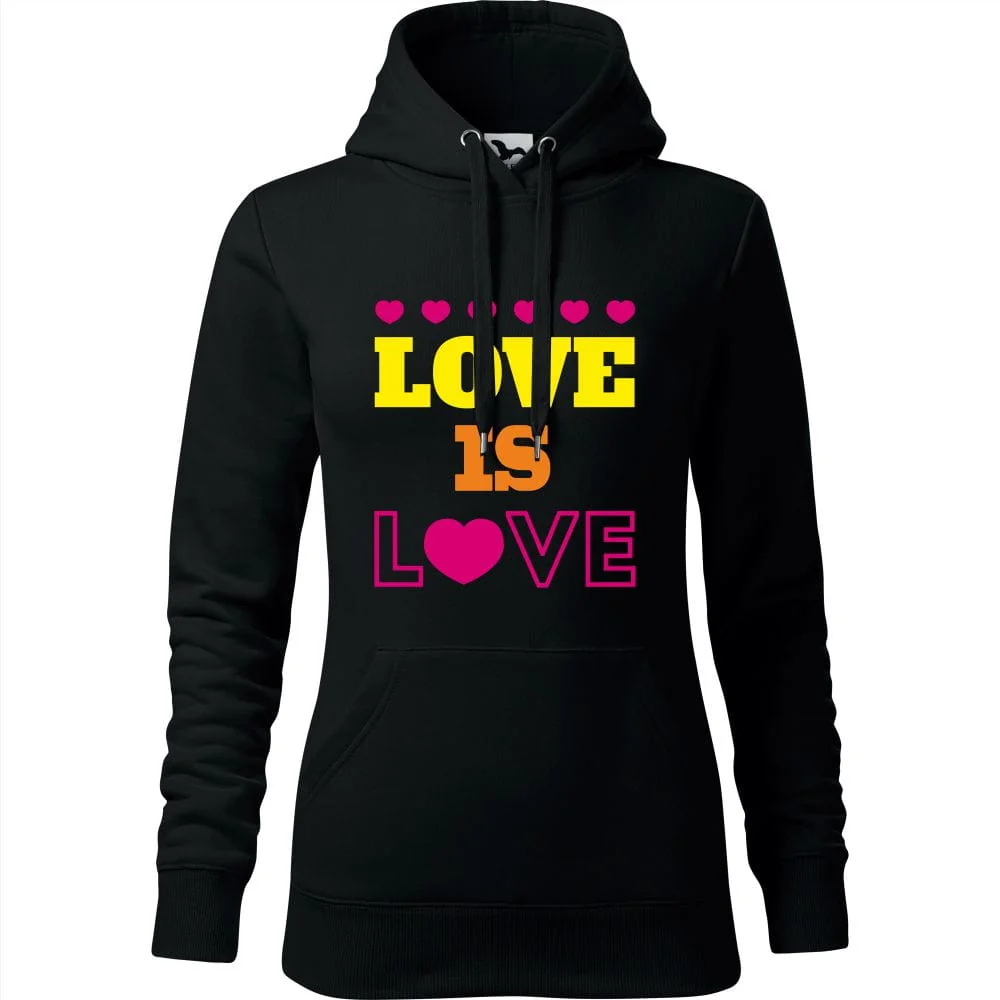 Damska Bluza Z Kapturem - Love Is Love Czarny S