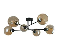 Lampy sufitowe - Żyrandol na drążku VASCO 4xE27/60W/230V czarny/dymny beżowy - miniaturka - grafika 1