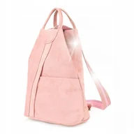 Torebki damskie - Pudrowo-Różowa Vera Pelle Włoski Plecak Skórzany Damski Mały T53 : Kolory - - miniaturka - grafika 1