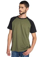 Koszulki męskie - Urban Classics T-shirt męski Raglan Contrast Tee, olive/black, 4XL - miniaturka - grafika 1