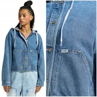 Kurtki damskie - Lee UTILITY JACKET Fly krótka luźna damska kurtka jeansowa z kapturem M - miniaturka - grafika 1