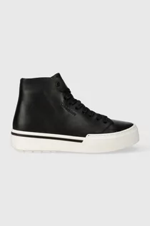 Trampki męskie - Calvin Klein trampki skórzane HIGH TOP LACE UP męskie kolor czarny HM0HM01165 - grafika 1