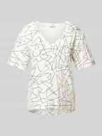 Koszulki i topy damskie - T-shirt z graficznym wzorem i dekoltem w serek - miniaturka - grafika 1
