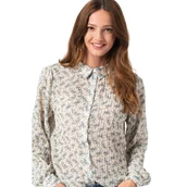 Bluzki damskie - Koszula damska Vila Sussi kremowa z printem-S - miniaturka - grafika 1