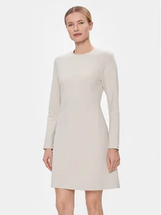 Calvin Klein Sukienka codzienna Hw Viscose Fit & Flare Dress K20K206336 Beżowy Regular Fit - Sukienki - miniaturka - grafika 1