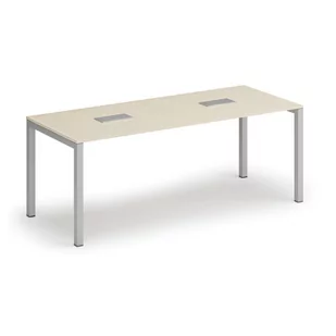 Stół SQUARE 2000 x 800 x 750, czereśnia + 2x port blatowy TYP I, srebrny - Stoły i stoliki do biura - miniaturka - grafika 4