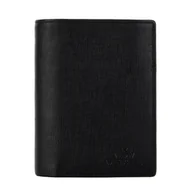 Portfele - Męski portfel ze skóry naturalnej o fakturze saffiano czarny - miniaturka - grafika 1