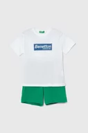 Dresy i komplety dla chłopców - United Colors of Benetton komplet bawełniany dziecięcy kolor zielony - miniaturka - grafika 1