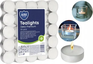 Aura Świeczki Podgrzewacze Tealights Deko Premium Świece 4h 50 Świeczek - Świece - miniaturka - grafika 1