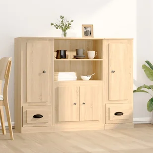 vidaXL Wysokie szafki, 3 szt., dąb sonoma, materiał drewnopochodny - Szafki do salonu - miniaturka - grafika 1