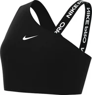 Biustonosze - Nike Biustonosz sportowy W Np Swoosh Ms Asym Bra, Black/Black/White/White, FV6526-010, M - miniaturka - grafika 1