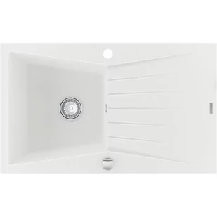 Mexen Cesar zlewozmywak granitowy 1-komorowy z ociekaczem 775 x 470 mm, biały - 6514771010-20 - Zlewozmywaki - miniaturka - grafika 1