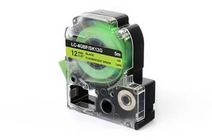 Taśma JetWorld Zamiennik Epson 12mm x 5m LC-4GBF (LC4GBF, SK12G) Czarny na Fluorescencyjnym Zielonym - Taśmy do drukarek barwiące - miniaturka - grafika 1