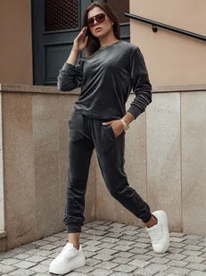 Komplet damski welurowy URBANVELVET ciemnoszary Dstreet AY1064 - Dresy damskie - miniaturka - grafika 1