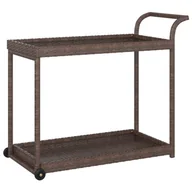 Wózki na żywność - shumee Wózek barowy brązowy 100x45x83 cm polirattan - miniaturka - grafika 1
