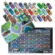 Samochody i pojazdy dla dzieci - Samochodziki Resoraki Z Napędem Metalowe Autka Dla Dzieci 30 Sztuk + Mapa - miniaturka - grafika 1