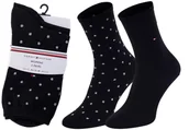 Skarpetki damskie - TOMMY HILFIGER DAMSKIE SKARPETY SKARPETKI 2P BLACK 100001493 001 - Rozmiar: 39-42 - Tommy Hilfiger - miniaturka - grafika 1
