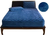 Pokrowce na materace - Pokrowiec Na Materac Ochraniacz Pikowany Welur Plusz Wodoodporny 120X200X30 Cm Granatowy - miniaturka - grafika 1