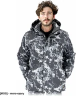 Kurtki męskie - LH-ORKAN-J - męska kurtka ochronna stójka podszyty polarem dopinany kaptur softshell ocieplana wiatro i wodoodporna elastyczna z - moro-szary M - miniaturka - grafika 1