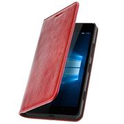 Etui i futerały do telefonów - Etui Folio Prawdziwa Skóra Nokia/Microsoft Lumia 950 Etui z miejscem na karty Podstawka wideo Czerwone - miniaturka - grafika 1