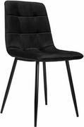 Krzesła - Krzesło Welurowe LOUIS Czarne - miniaturka - grafika 1