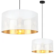Lampy sufitowe - Lampa sufitowa wisząca Asti czarna glamour 1xE27 abażur okrągły 40cm biały/złoty Light Home LH - miniaturka - grafika 1