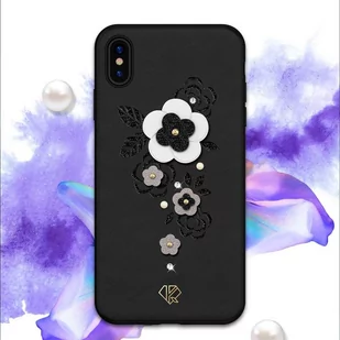 Kingxbar Petal etui ozdobione oryginalnymi Kryształami Swarovskiego iPhone XS / iPhone X czarny - Etui i futerały do telefonów - miniaturka - grafika 6