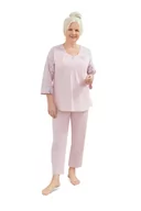 Piżamy damskie - PIŻAMA DAMSKA M KRÓTKI RĘKAW 3/4 BAWEŁNA ELEGANCKA DWUCZĘŚCIOWA RÓŻ - miniaturka - grafika 1